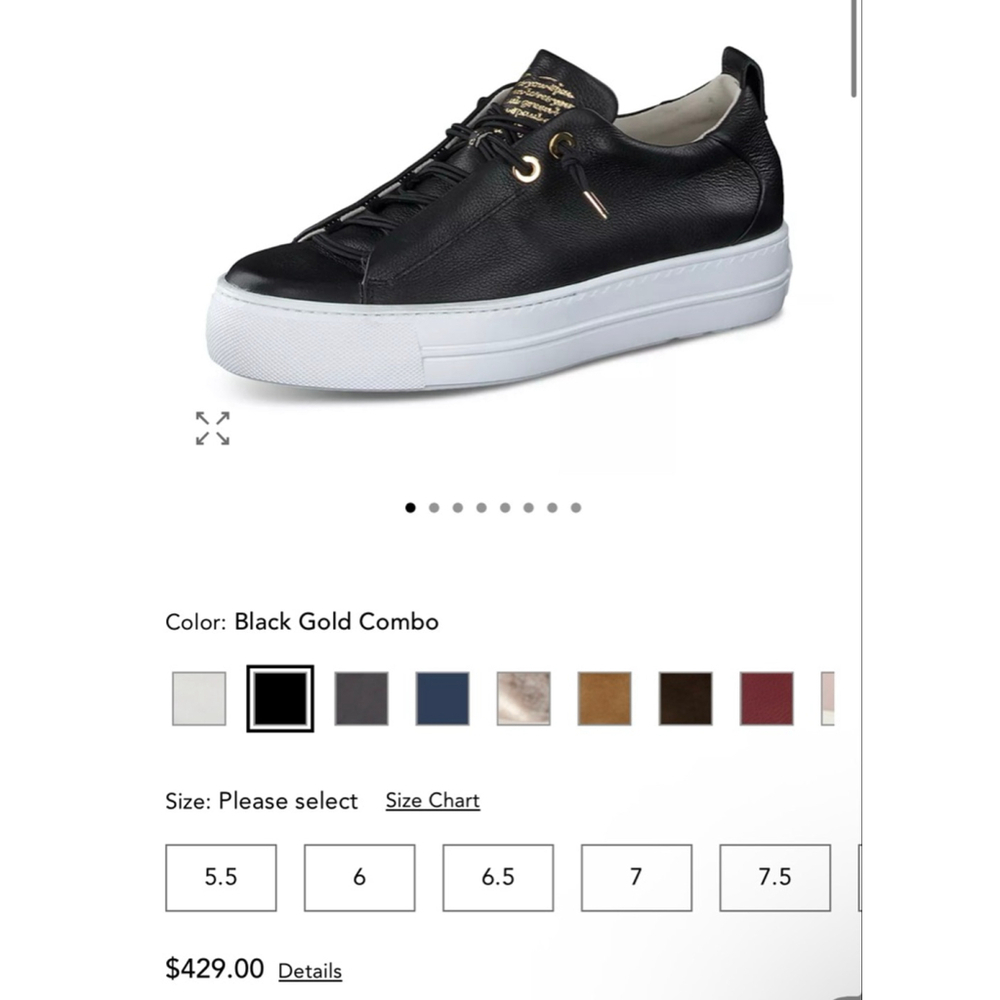 NWT Paul Green Sneakers Black Gold Combo Size 9 $429
